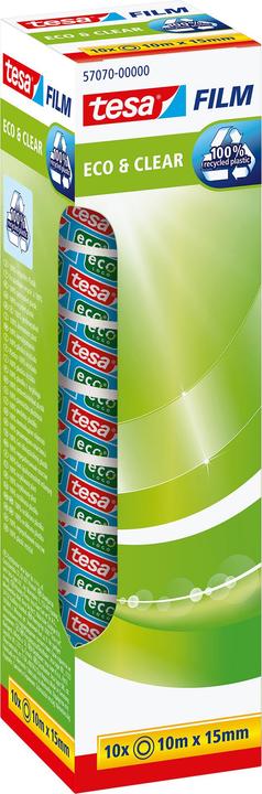 Produktbild tesa 10x tesafilm ECO & CLEAR, lösungsmittelfrei und alterungsbeständig (15 mm)