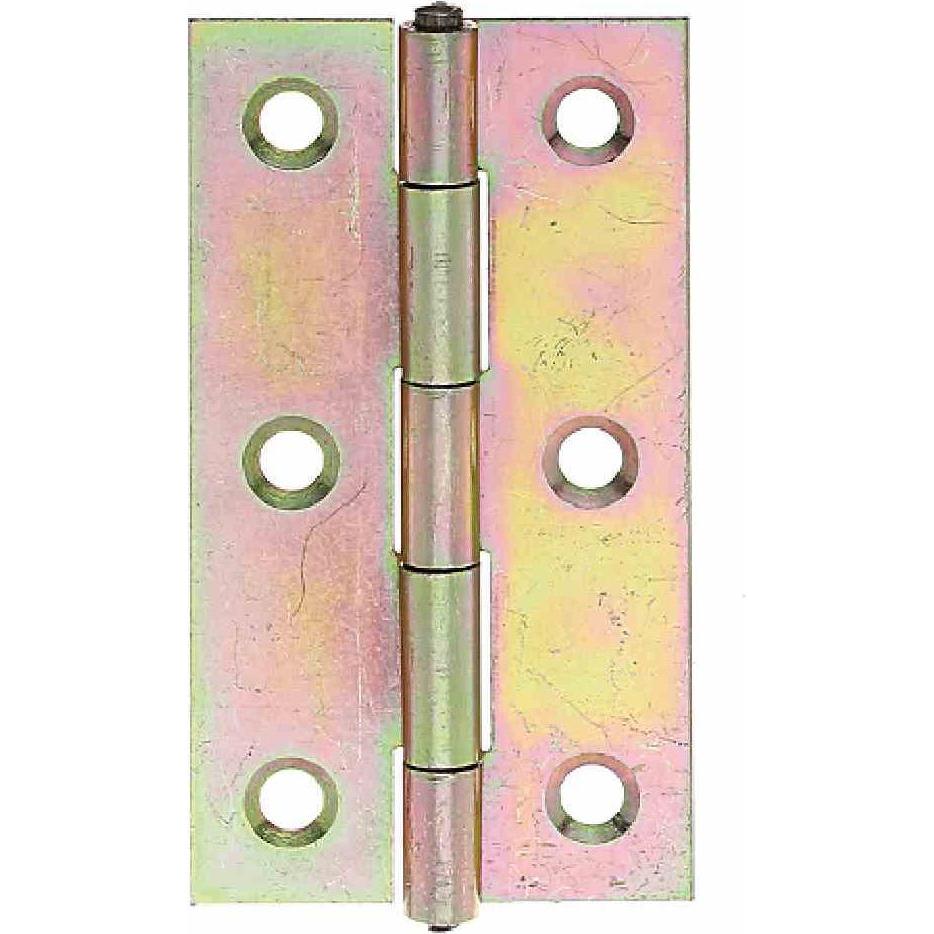 Alberts, Türbeschlag + Scharnier, Scharnier halbbreit mit vernietetem Messingstift, 31,5 x 31 mm, Galv. gelb verzinkt