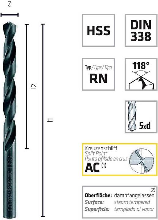 Produktbild Alpen HSS Spiralbohrer mit Kreuzanschliff (0.6 Millimeter)