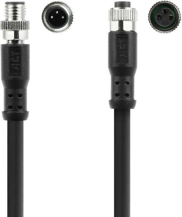 Actual product image ACT Industrial 1.50 metres Sensor cable M8A 3-pin male to M8A 3-pin female, Ultraflex Xtreme TPE cable