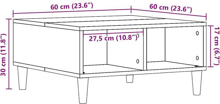 Immagine prodotto vidaXL Couchtisch Altholz-Optik 60x60x30 cm Holzwerkstoff (60 x 60 x 30 cm)