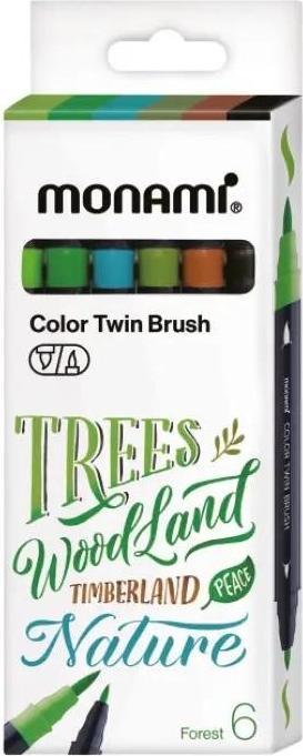 Actual product image Monami Forest 6-farbige doppelseitige Pinselstifte (12x)