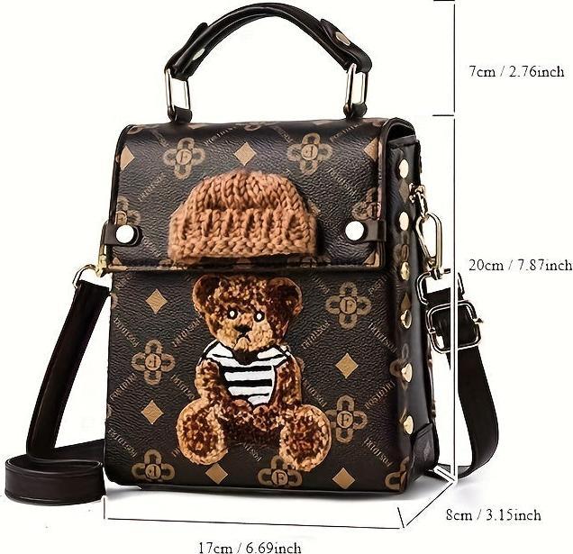 Immagine prodotto Only-Bags.Store Mini zaino borsetta, pelle PU, simpatico orsetto, borsa per smartphone, borsetta alla moda