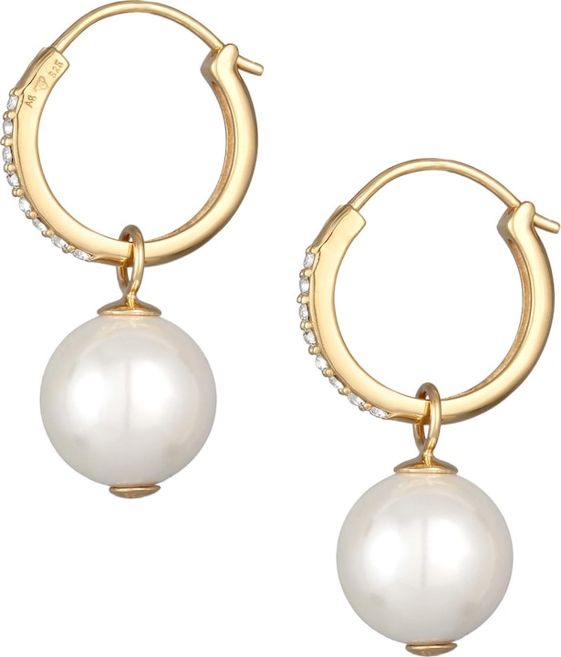 Produktbild Elli Ohrringe Creolen Muschelkernperlen Kristalle 925 Silber (925 Sterling Silber vergoldet, Glaskristall, Muschelkernperlen)
