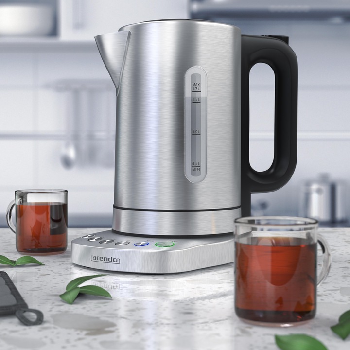 Actual product image Arendo Kettle 1.7 l, 3000 W, stainless steel, rapid boil, adjustable temperature, keep warm function (1.70 l)