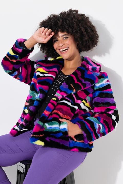 Actual product image Angel of Style Plush jacket with open front and colorful pattern (50)