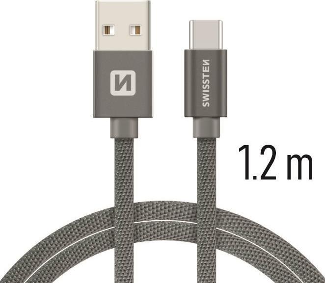 Swissten Câble de données textile USB / USB-C 1.2 M (1.20 m, USB 3.2 Gen 1)