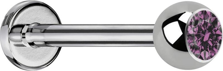 Produktbild Star Piercing Micro Labret silber mit Kugel und Kristall hellviolett (ohne Messing, Titan G23)