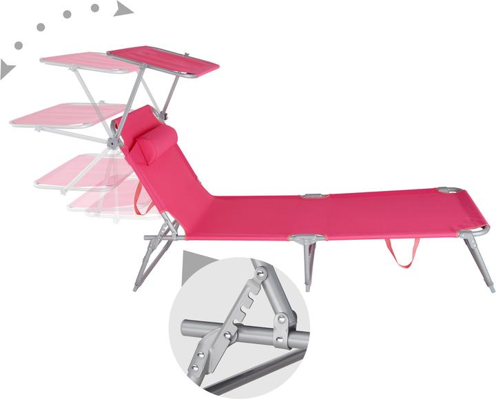 Produktbild tectake 2 Gartenliegen 4-stufig mit Kopfpolster (161 cm)