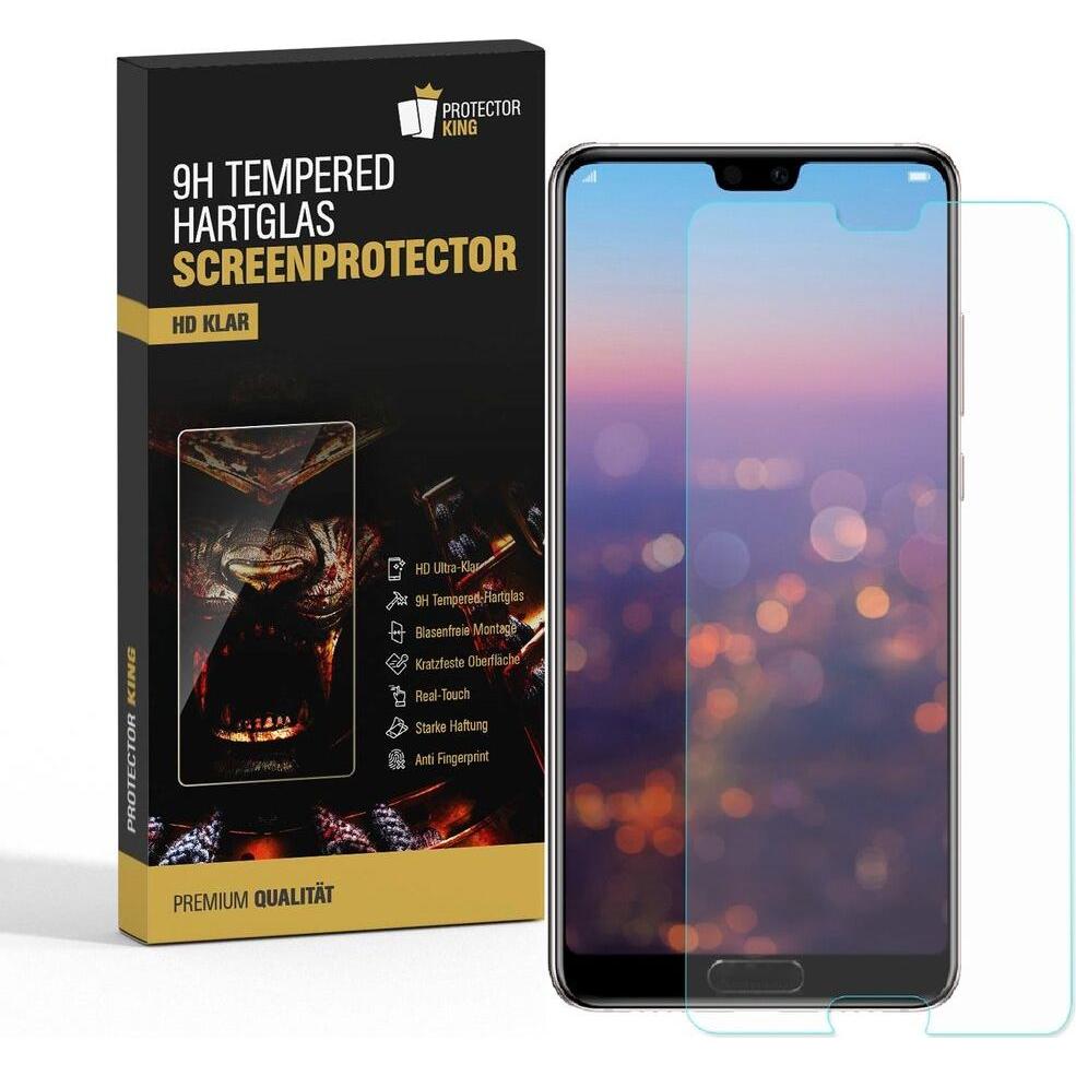 Protectorking 4x echtes Tempered 9H Panzerhartglas 3D KLAR (4 Stück, Huawei P20), Smartphone Schutzfolie