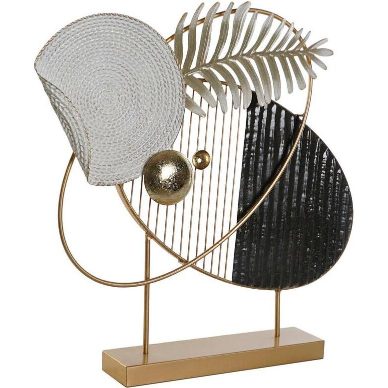 DKD Home Decor, Deko Objekt, Deko-Figur 56 x 9 x 55 cm abstrakt Schwarz Gold Weiss Moderne