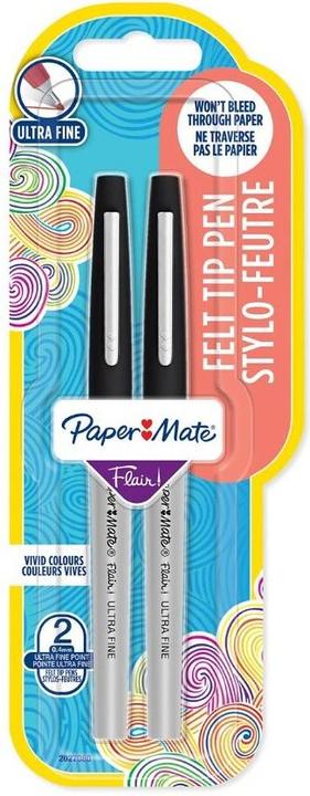Actual product image Paper Mate fibre-tip pens Flair 2s UF (Black, Gray, 2 x)