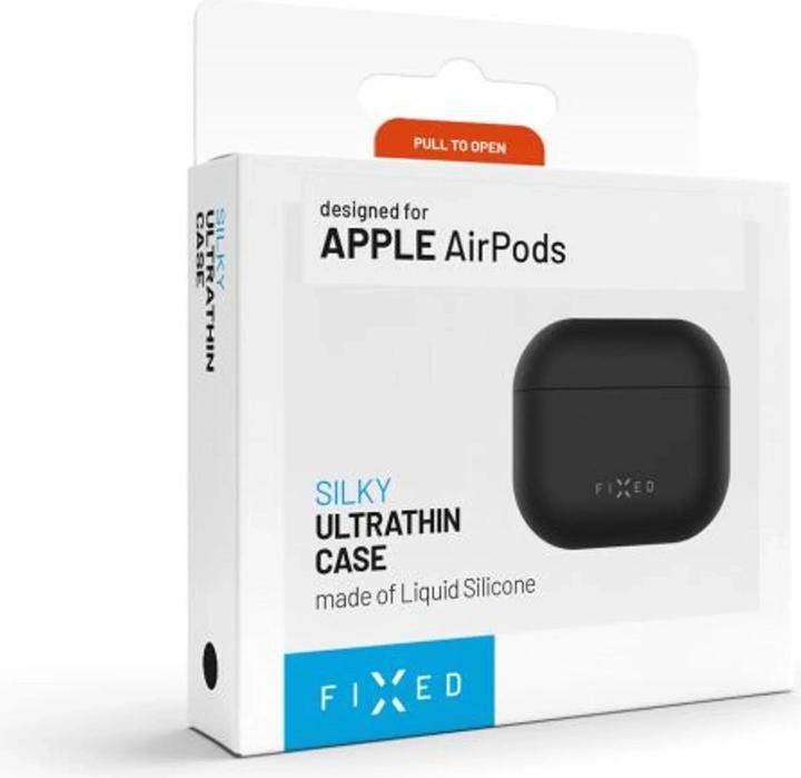 Produktbild Fixed Ultradünne Silky Silikonhülle für Apple AirPods 4 Schwarz (Kopfhörer Hülle)
