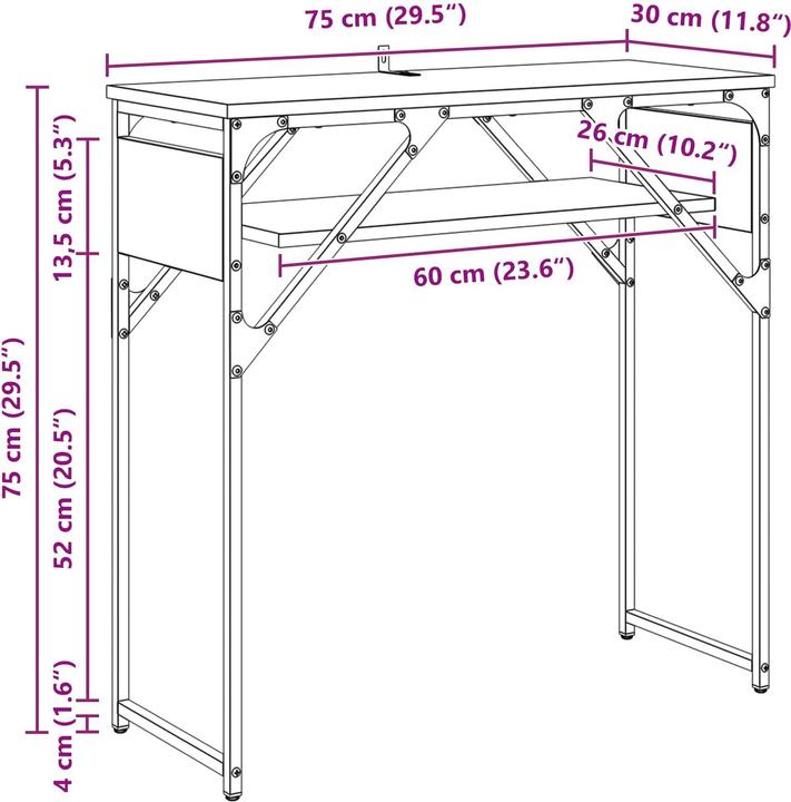 Image du produit vidaXL Konsolentisch (30 x 75 x 75 cm)