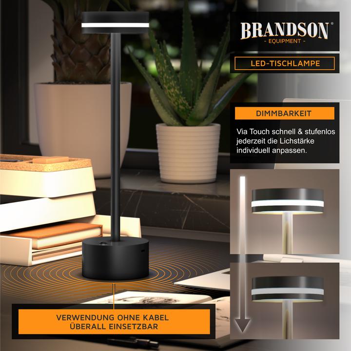 Actual product image Bearware Tischleuchte dimmbar, LED Tischlampe, 3 Lichtfarben, Akku, Helligkeitsstufen, kabellos, Schwarz