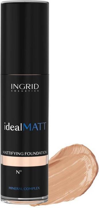 Actual product image Ingrid Cosmetics INGRID Ideal Matt Mattifying Foundation mineralny podkład matujący 303 Dark Natural 30ml (303 Dark Natural)