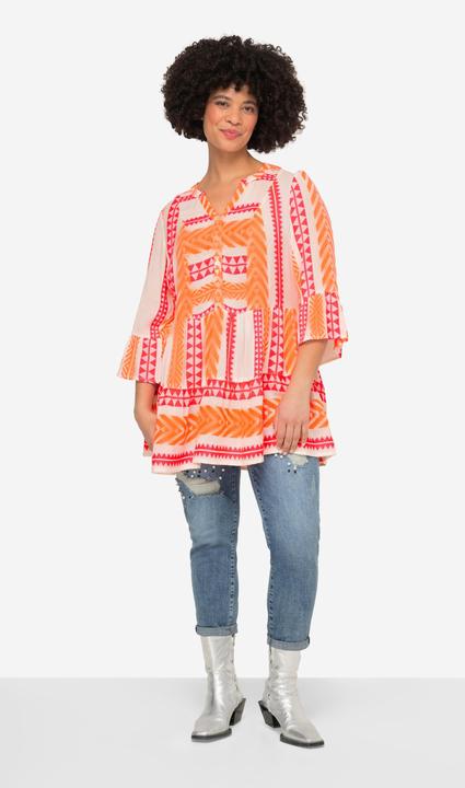 Actual product image Angel of Style Straight Cut 3/4-Sleeve Jacquard Stripe Tunic (46)