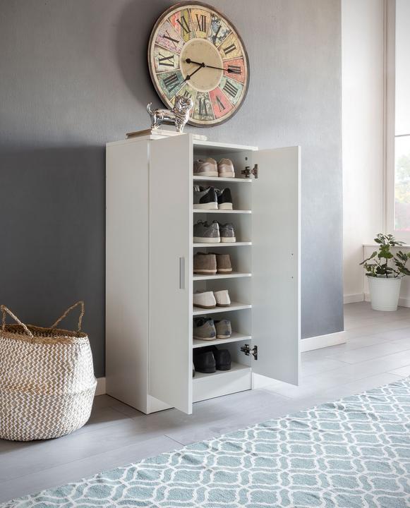 Produktbild FineBuy Schuhschrank Holz furniert Weiss (55 x 35 x 108 cm)