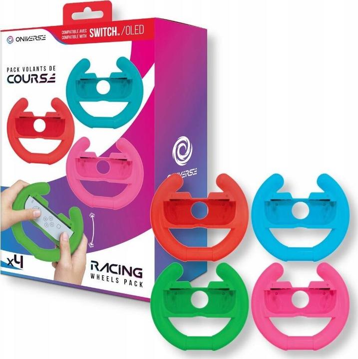 Actual product image Oniverse Pack of 4 Racing wheel controller holders - Blue/Red/Green/Pink (Switch)