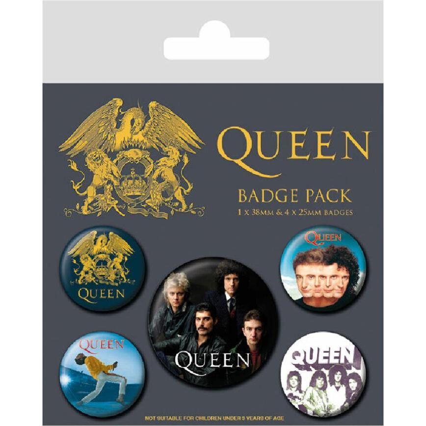 Pyramid, Anstecknadel, QUEEN - Classic - Pack de 5 badges, Mehrfarbig