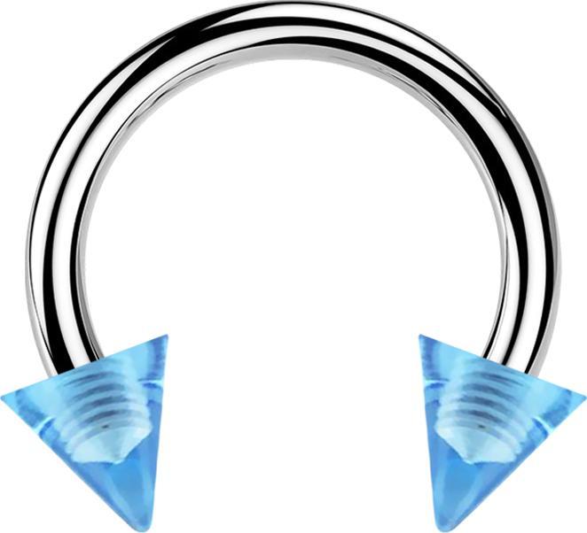 Actual product image Star Piercing Micro Circular Barbell silber mit zwei Cones hellblau transparent (Plastic, without brass, Surgical steel 316L)