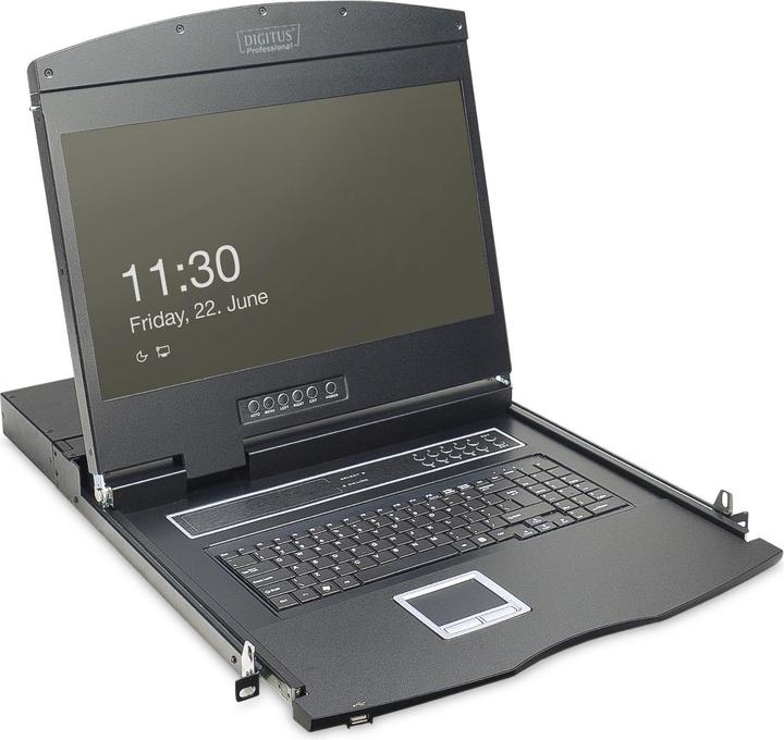 Digitus Modulare Konsole mit 483cm 19Zoll TFT 8 Port KVM & Touchpad deutsche Tastatur RAL 9005 -...