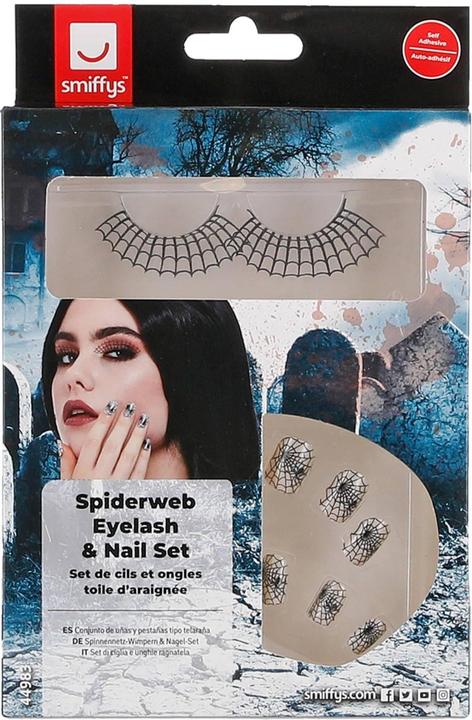 Actual product image Smiffys Make-Up FX Spider Web Costume Eyelash & Nails Set (Artificial eyelashes)