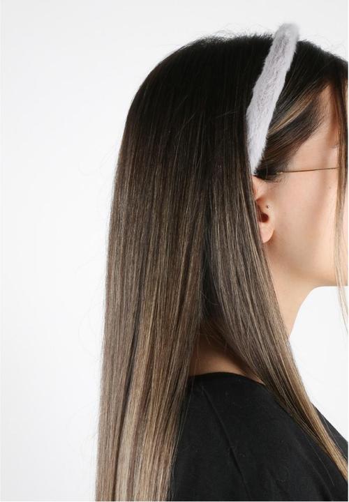 Actual product image Trisa Hair - Fake Fur Hairband & Hair Clip, grey