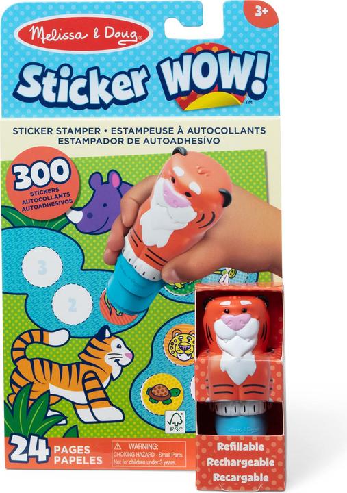 Spin Master Melissa & Doug - Sticker WOW! Tiger Aufkleberstempel & Block