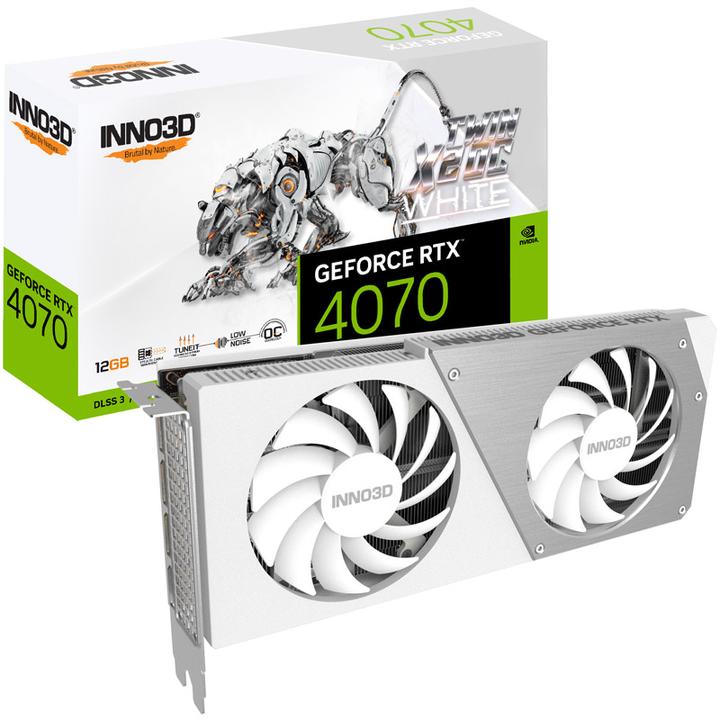 Immagine prodotto Inno3D GeForce RTX 4070 Twin X2 OC 12GB GDDR6X 3xDP 1xHDMI Bianco (12 GB)