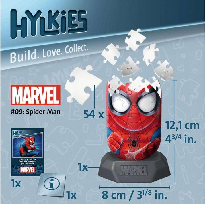 Produktbild Ravensburger Hylkies: Die neue Sammelfigurenreihe zum selbst zusammenbauen. Figur #09 - Spiderman - (54 Teile)
