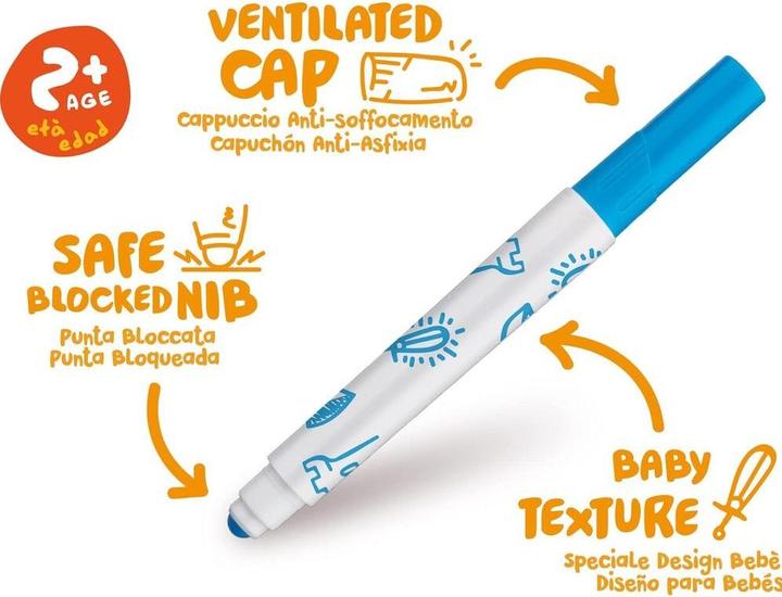 Actual product image Carioca Marker 2 + - pens (Extra Bold, bullet tip, round, multi, Italy, cardboard box) (12x)