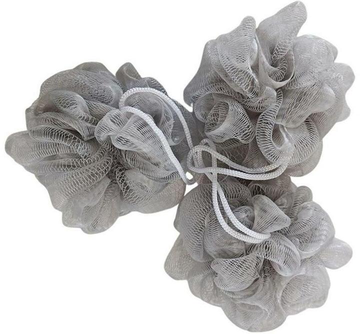 MSV Shower sponge 3 pieces, 10 x 10 cm, grey