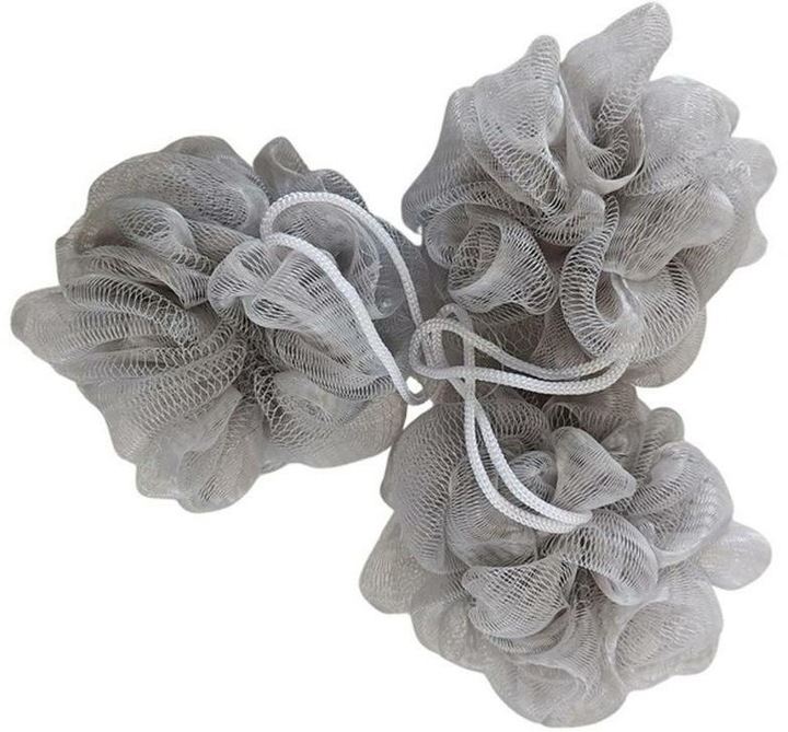 Produktbild MSV Duschschwamm 3 Stück, 10 x 10 cm, Grau