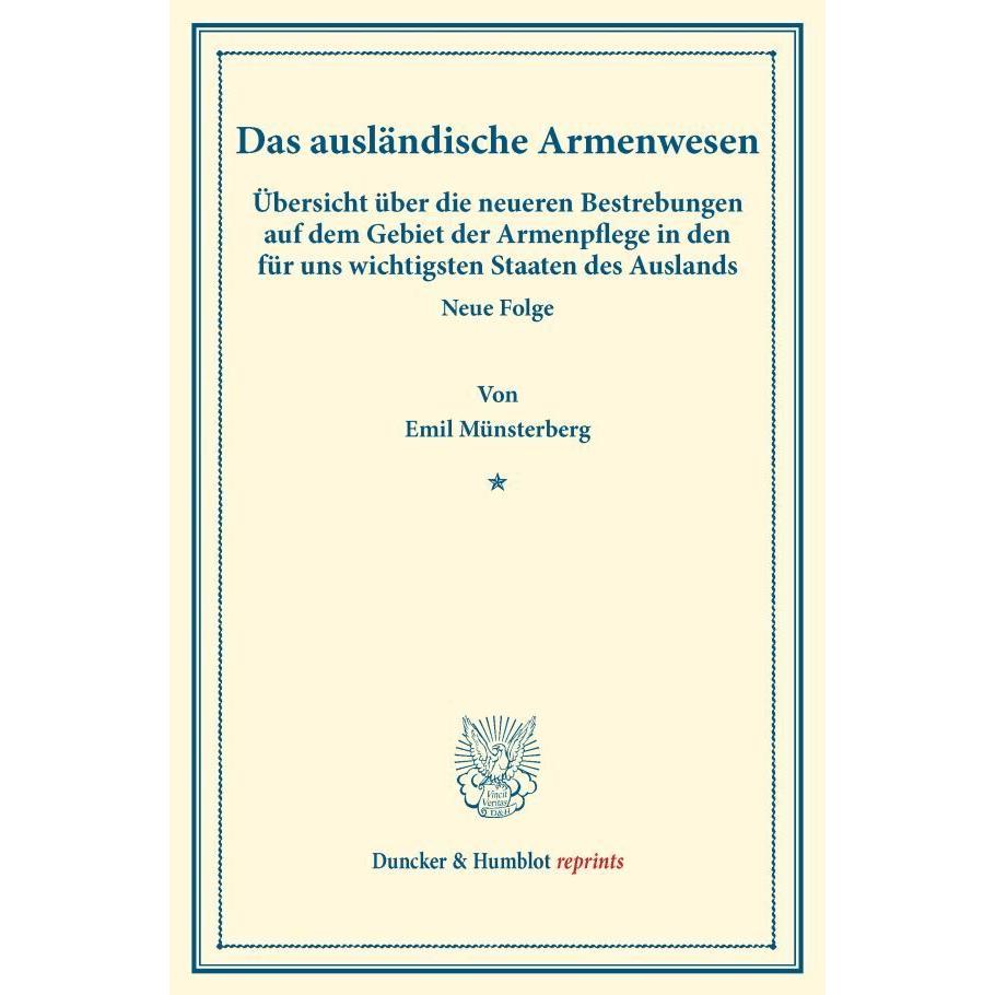 Das ausländische Armenwesen., Fachbücher von Emil Münsterberg