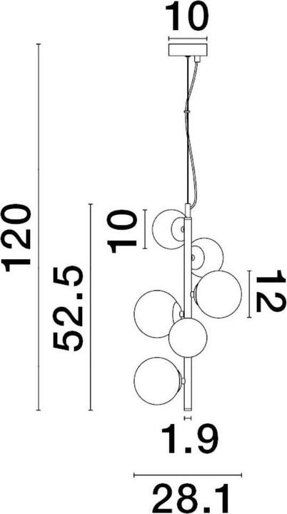 Productafbeelding Nova Luce ODILLIA hanglamp G9 6-voudig zwart 28x23,2x120cm dimbaar 9028859 (G9)