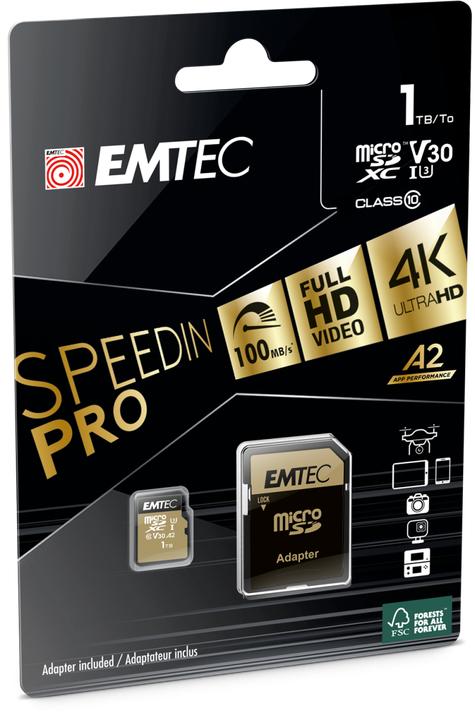 Actual product image Emtec mSD 1TB UHS-I U3 V30 A2 SpeedIN (1000 GB, microSDXC, U3, UHS-I)