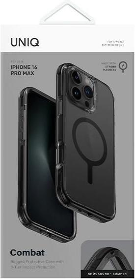 Actual product image Uniq etui Combat iPhone 16 Pro Max 6.9" Magclick Charging czarny/carbon black (Apple iPhone 16 Pro Max)