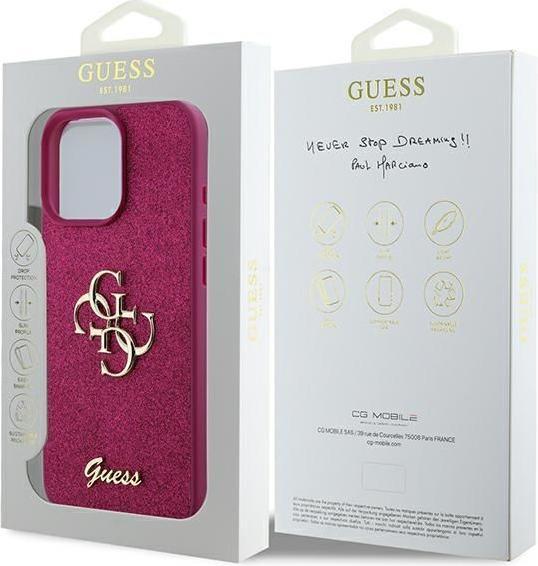 Immagine prodotto Guess GUHCP16LHG4SGU Custodia rigida iPhone 16 Pro 6.3" viola/viola Glitter Script Big 4G