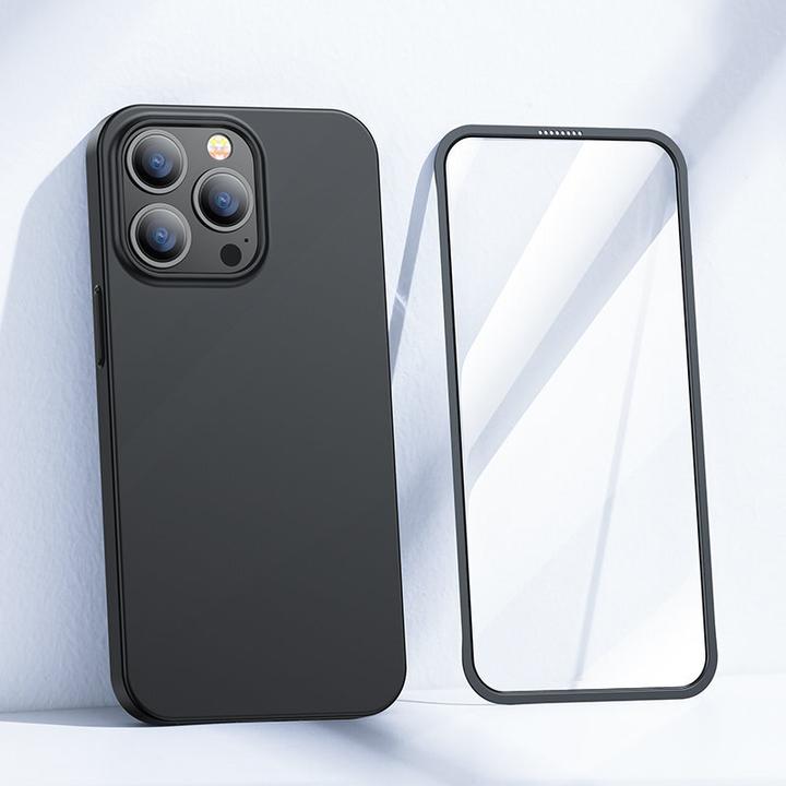 Produktbild Joyroom 360 Full Case front and back cover for iPhone 13 Pro + tempered glass screen protector black (1 Stück, Apple iPhone 13 Pro)