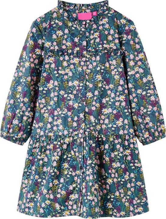 Produktbild VidaXL Kinderkleid mit Langen Ärmeln Dunkelblau 128,Material: 100 (128)
