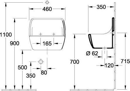 Produktbild Villeroy & Boch V&B Ausgussbecken O.NOVO 450x400x350mm, mit Randschoner we C+ (45 cm)