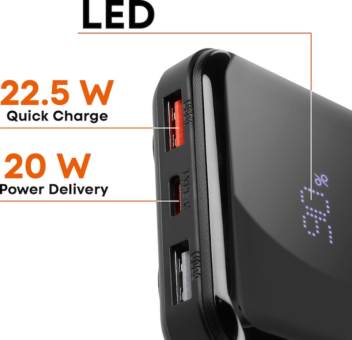 Image du produit LinQ Banque de puissance 10 000mAh + câble Lightning / USB-C (10000 mAh)