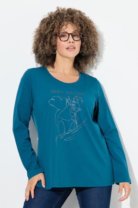 Actual product image Ulla Popken Shirt, Weihnachtsmotiv, Classic, Rundhals, Langarm (60)