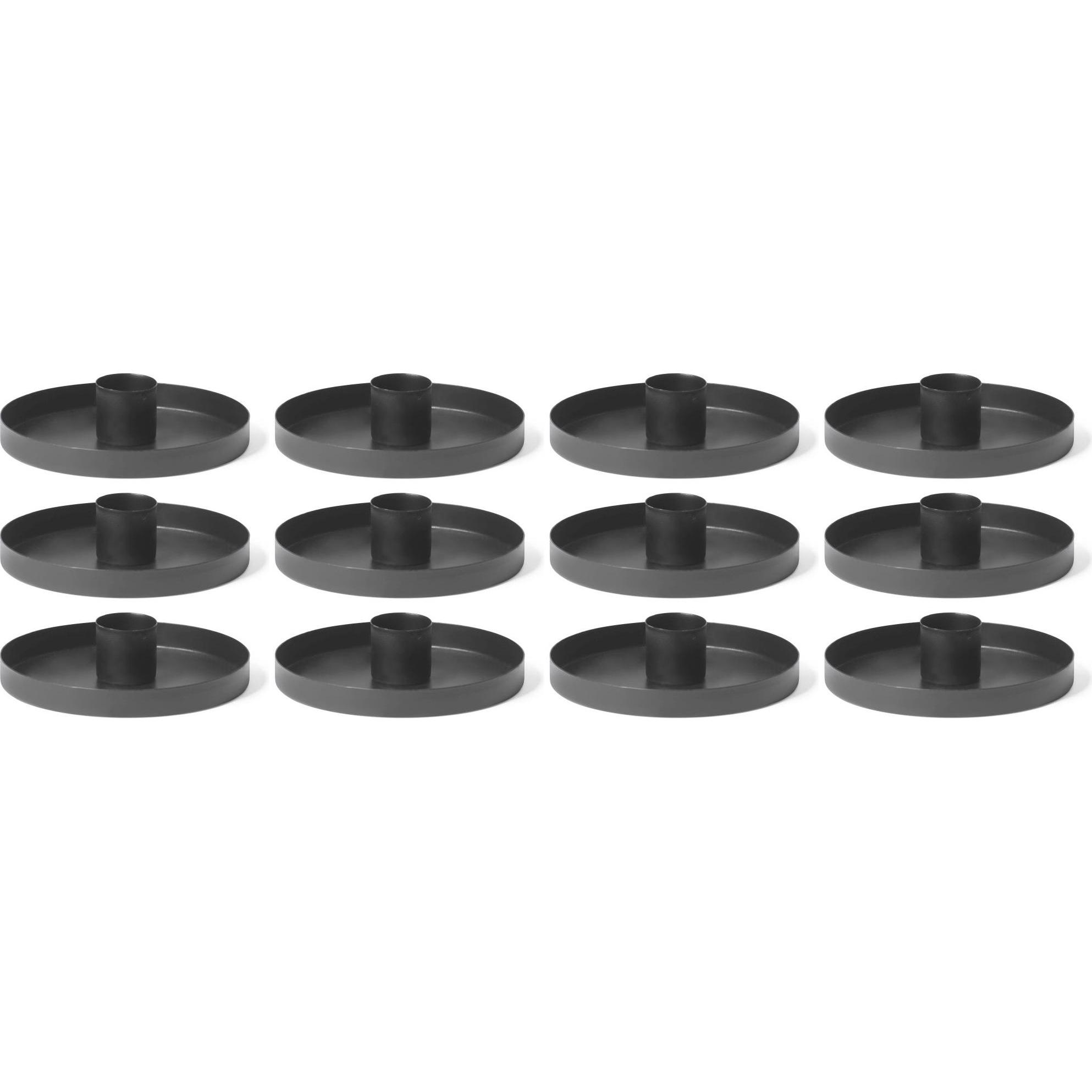 Novaliv, Kerzenständer, 12er-Set Stabkerzenhalter 6cm Metall rund Tafelkerzen matt SCHWARZ Kerzenhalter Adventskranz