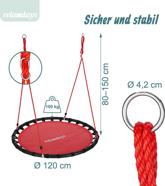 Actual product image Relaxdays 120 cm Nest Swing