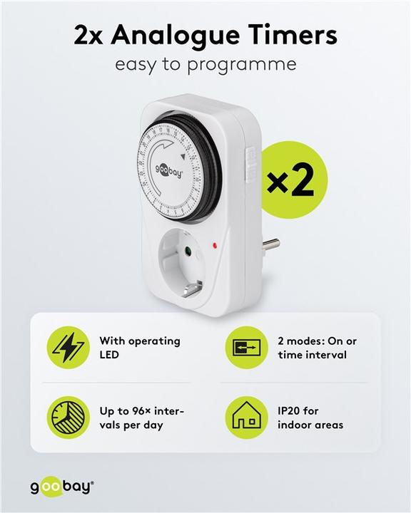 Actual product image Goobay Analog timer, 2 pieces, White