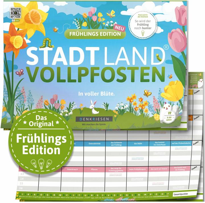 Produktbild Denkriesen Stadt Land Vollpfosten - A4 Block Frühlings Edition (d) (Deutsch, 2 - 8 Spieler)
