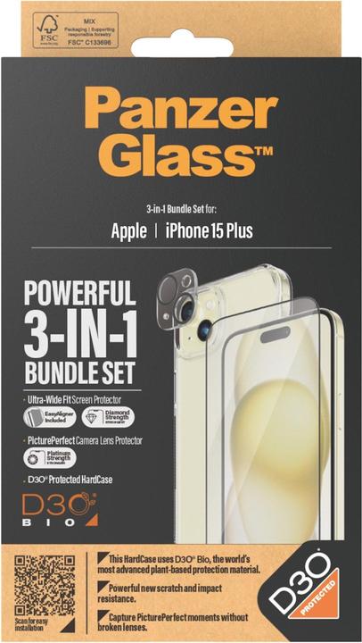 Actual product image PanzerGlass 3-in-1-Pack (1 Piece, Apple iPhone 15 Plus)