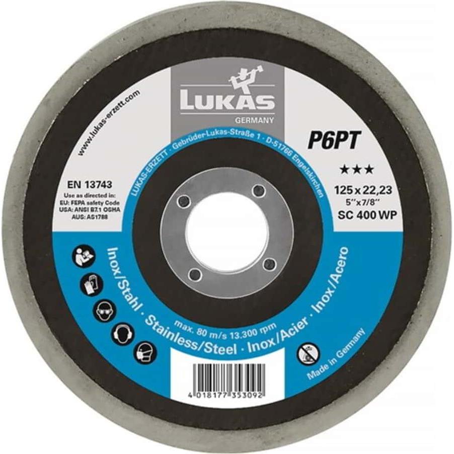 Lukas, Schleifmittel, Polierteller P6PT Ø 125 mm Bohrungs-Ø 22,23 mm P 240 fine weiss (P 240 fine)